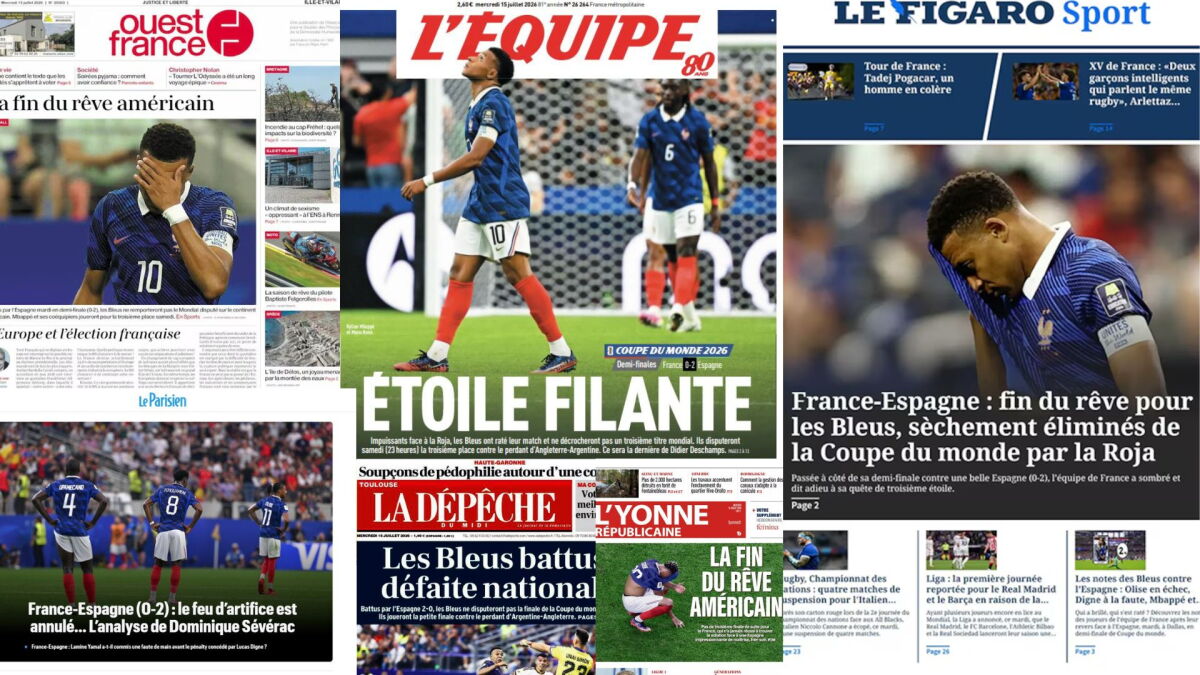 Las tapas de los diarios franceses tras la derrota ante España en el Mundial 2026