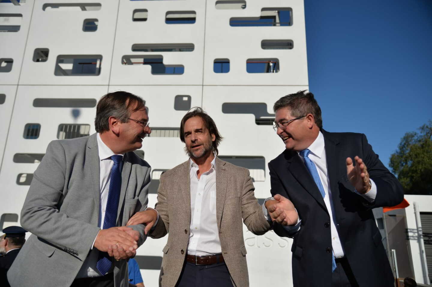 José Luis Falero, Luis Lacalle Pou y Leonardo Cipriani