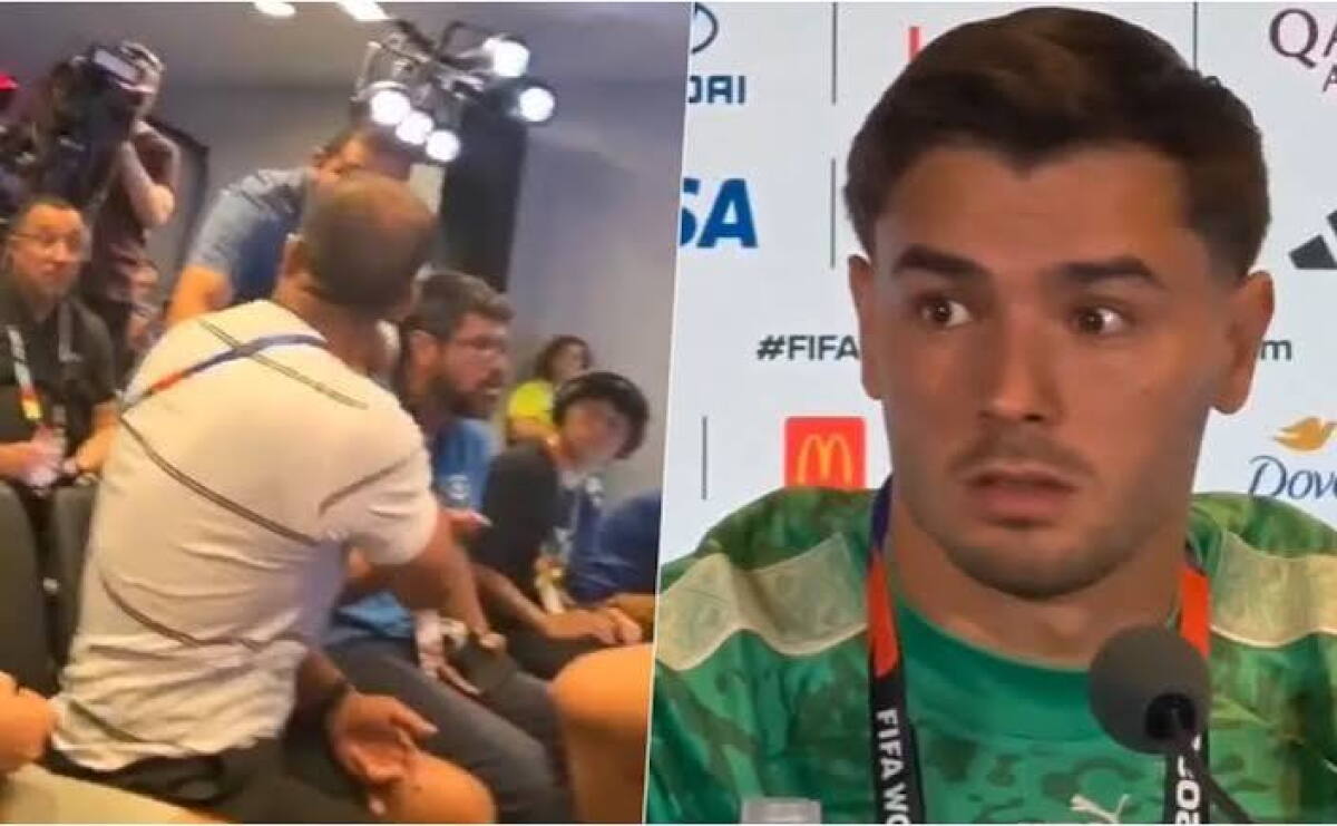 El jugador Brahim Díaz observa el conflicto entre los reporteros.