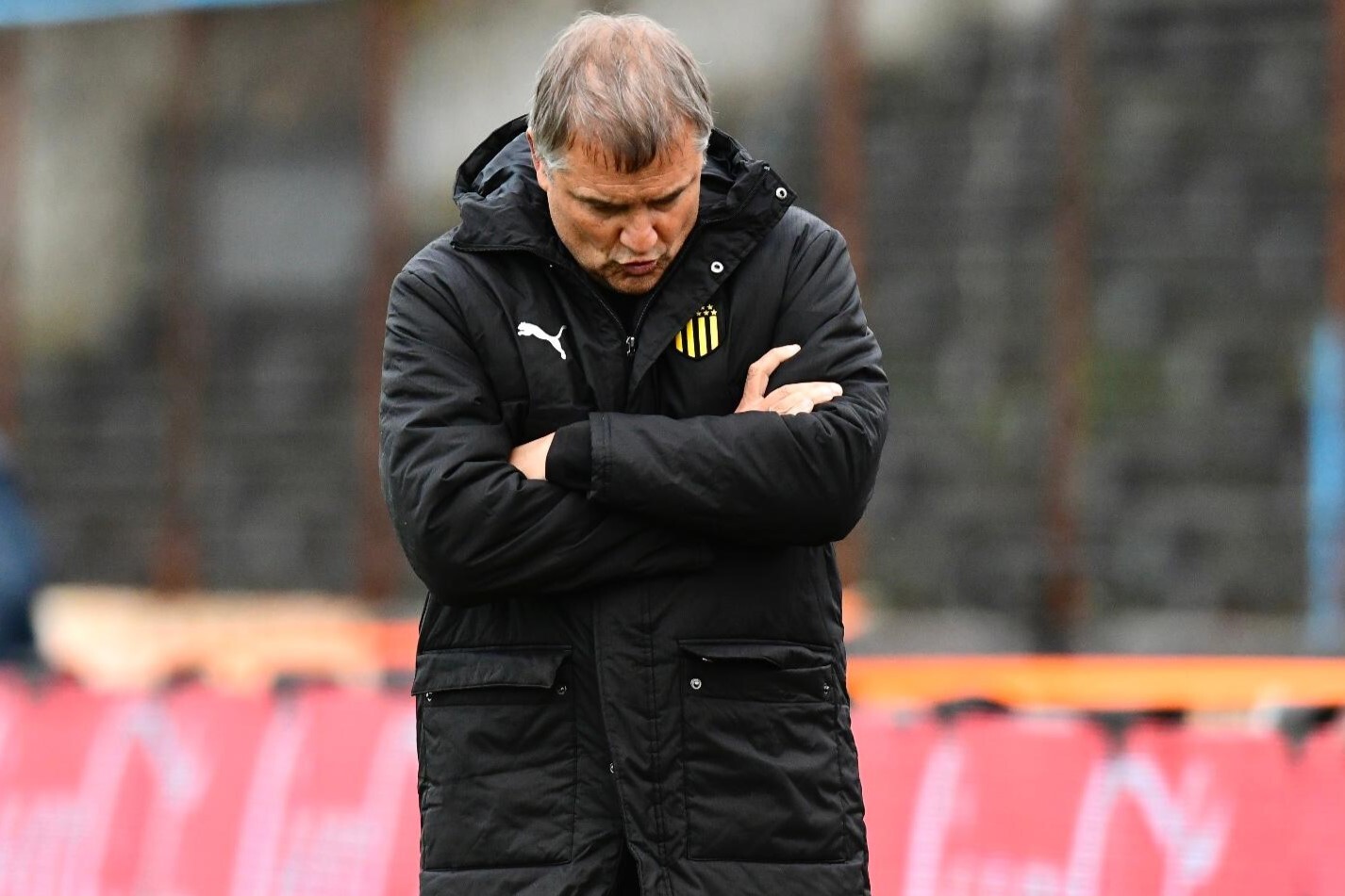 Diego Aguirre, DT de Peñarol, ante Cerro en el Estadio Luis Tróccoli.