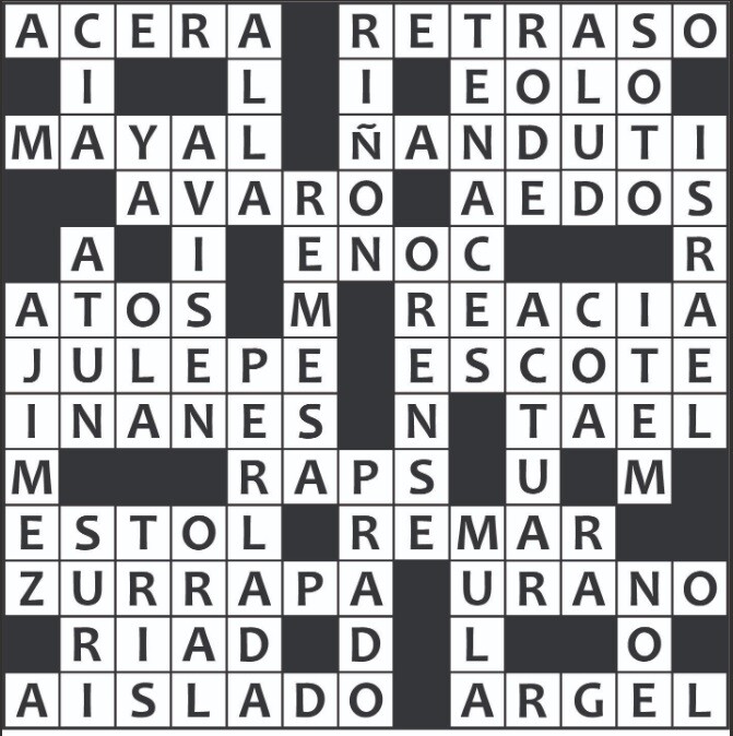 Solución del crucigrama anterior