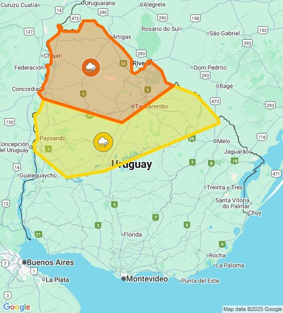 Alerta naranja y amarilla de Inumet para este sábado 26 de julio de 2025.