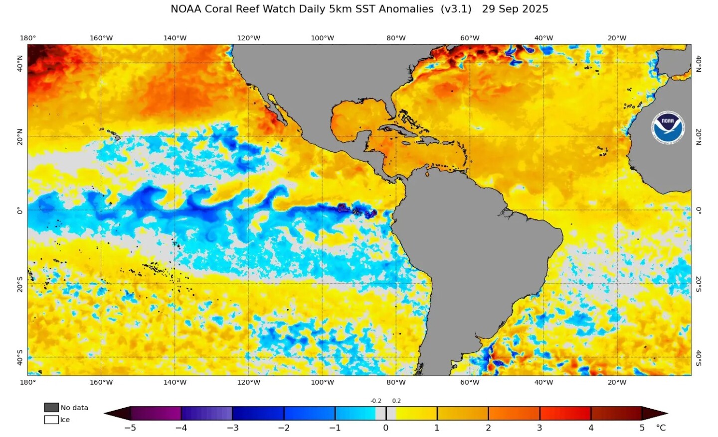 Menor temperatura de las aguas superficiales del océano Pacífico.