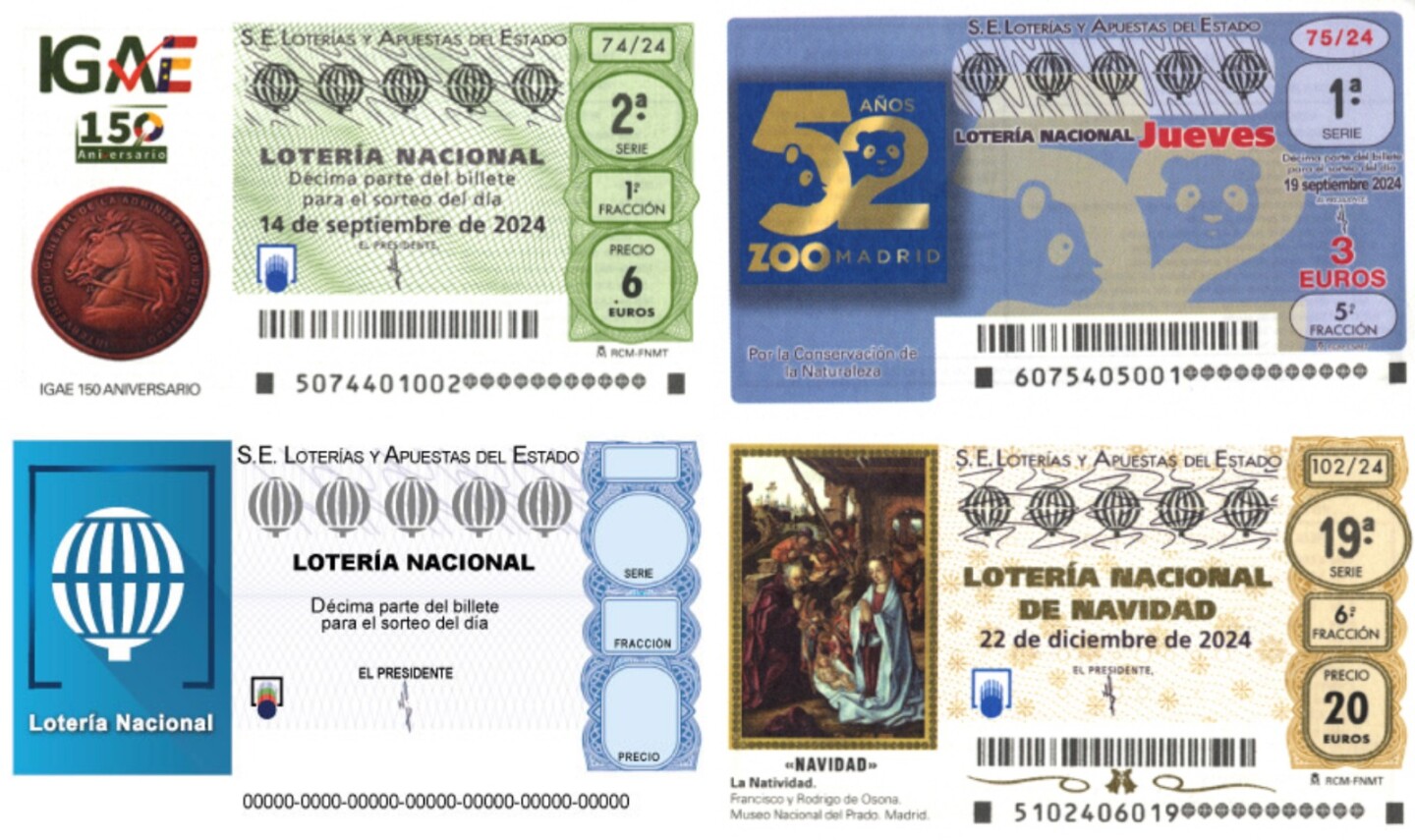 Boletos de la Lotería Nacional de España.