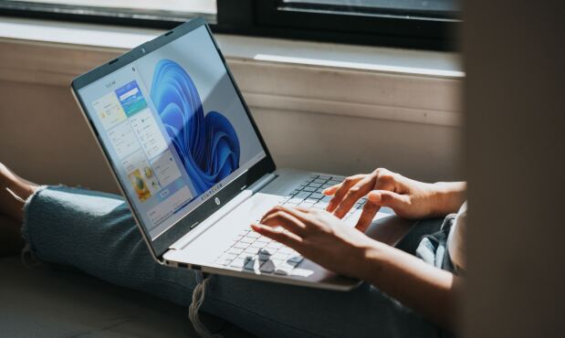 Una persona utilizando una laptop.