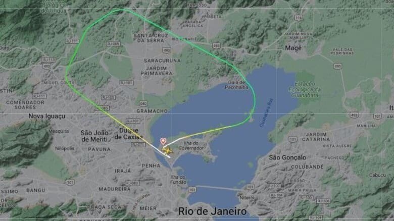 El recorrido que hizo el avión de LATAM en Brasil. Poco después de despegar, tuvo que regresar tras el impacto de un pájaro.