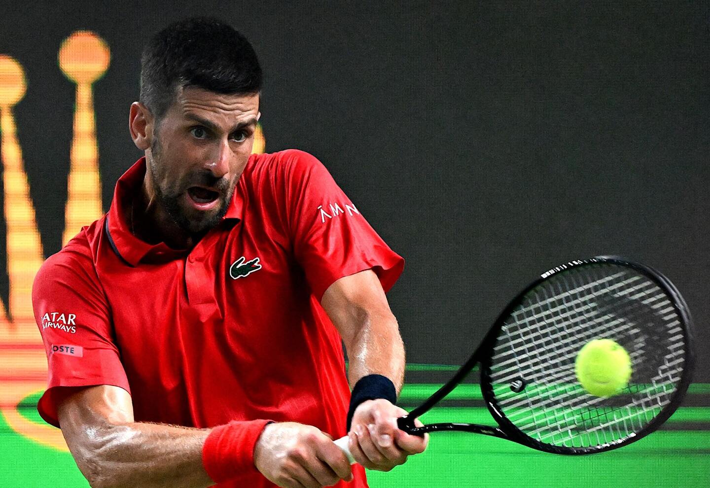 El tenista serbio Novak Djokovic en pleno partido.