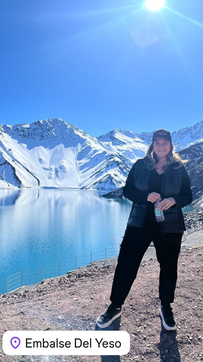 Viviana Aguerre en Embalse El Yeso, en Chile.