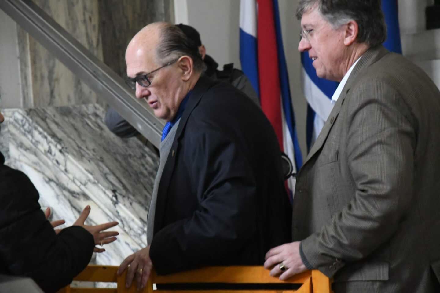 Raúl Rodríguez y Juan José Areosa, presidente y secretario general de Casmu, este martes en el MSP.