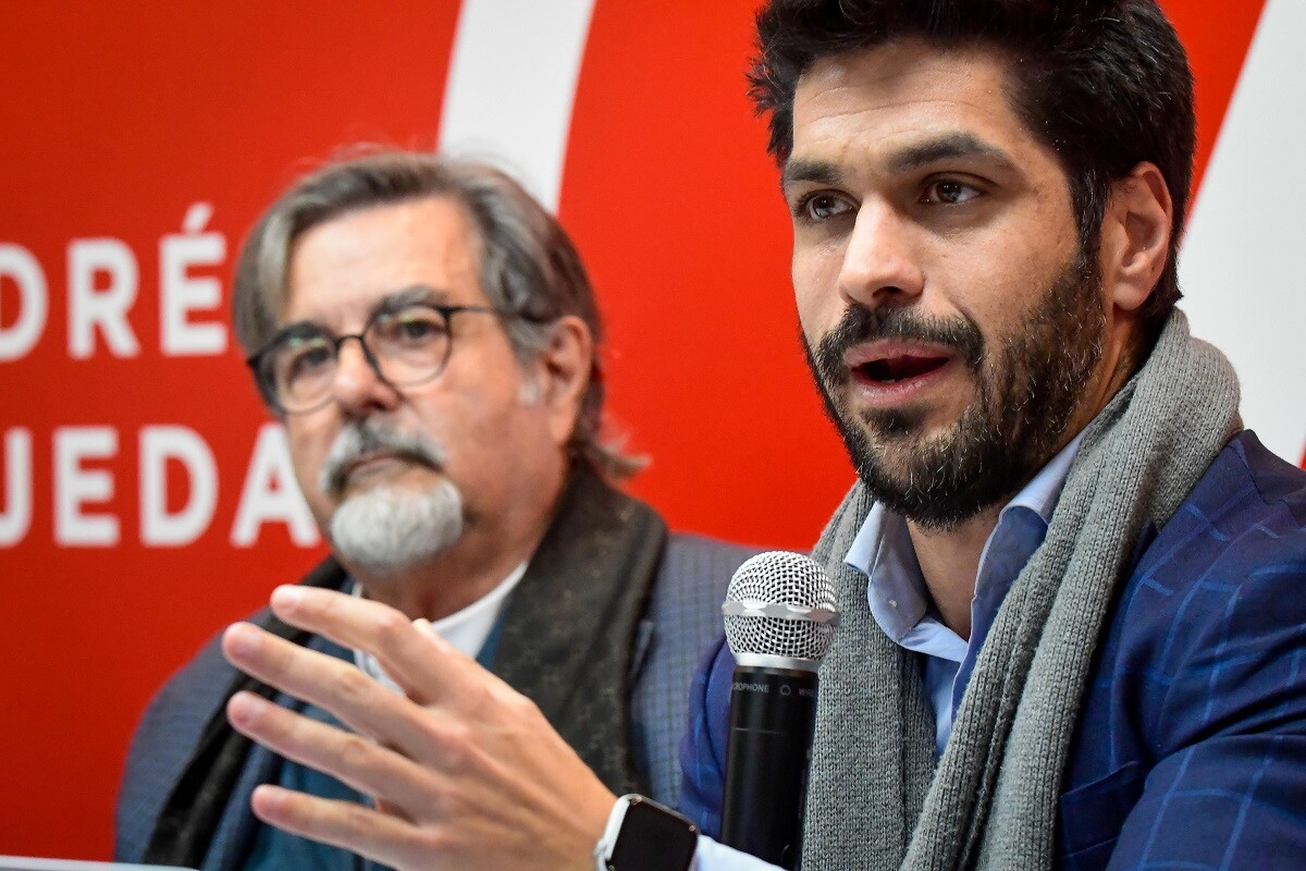 El diputado Gustavo Zubía y el precandidato colorado Andrés Ojeda en conferencia de prensa
