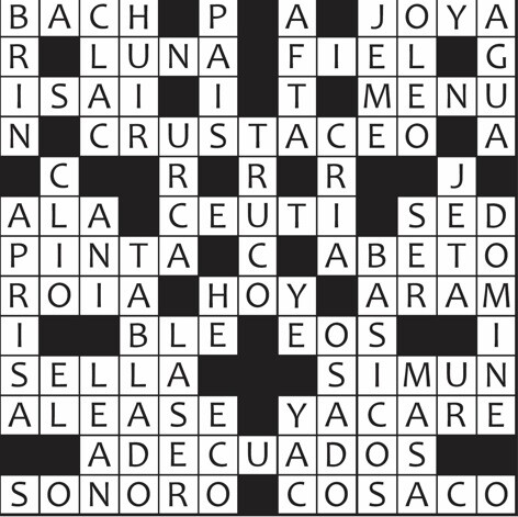 Solución del crucigrama anterior