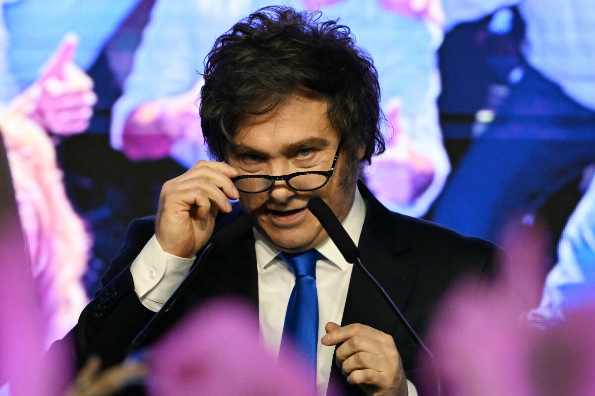 El presidente de Argentina, Javier Milei, en una acto de su partido, La Libertad Avanza.