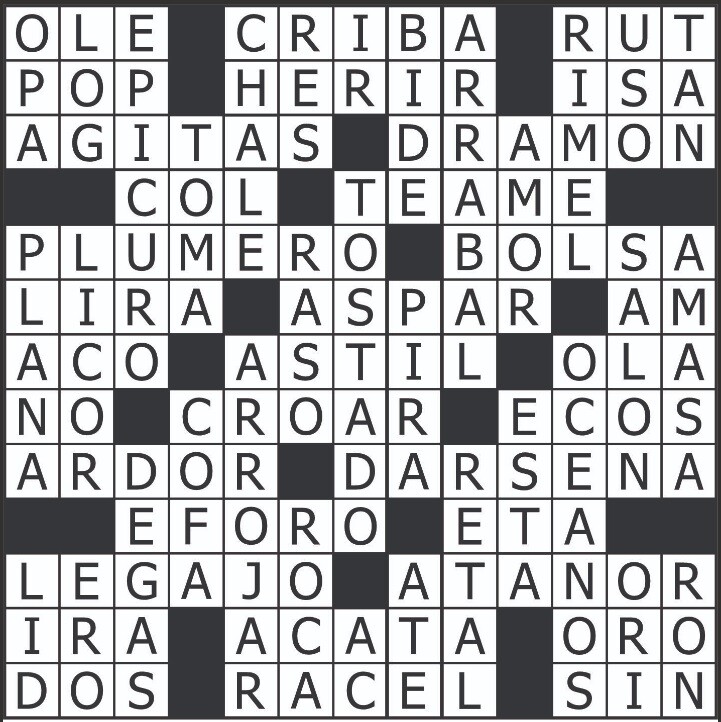 Solución crucigrama anterior