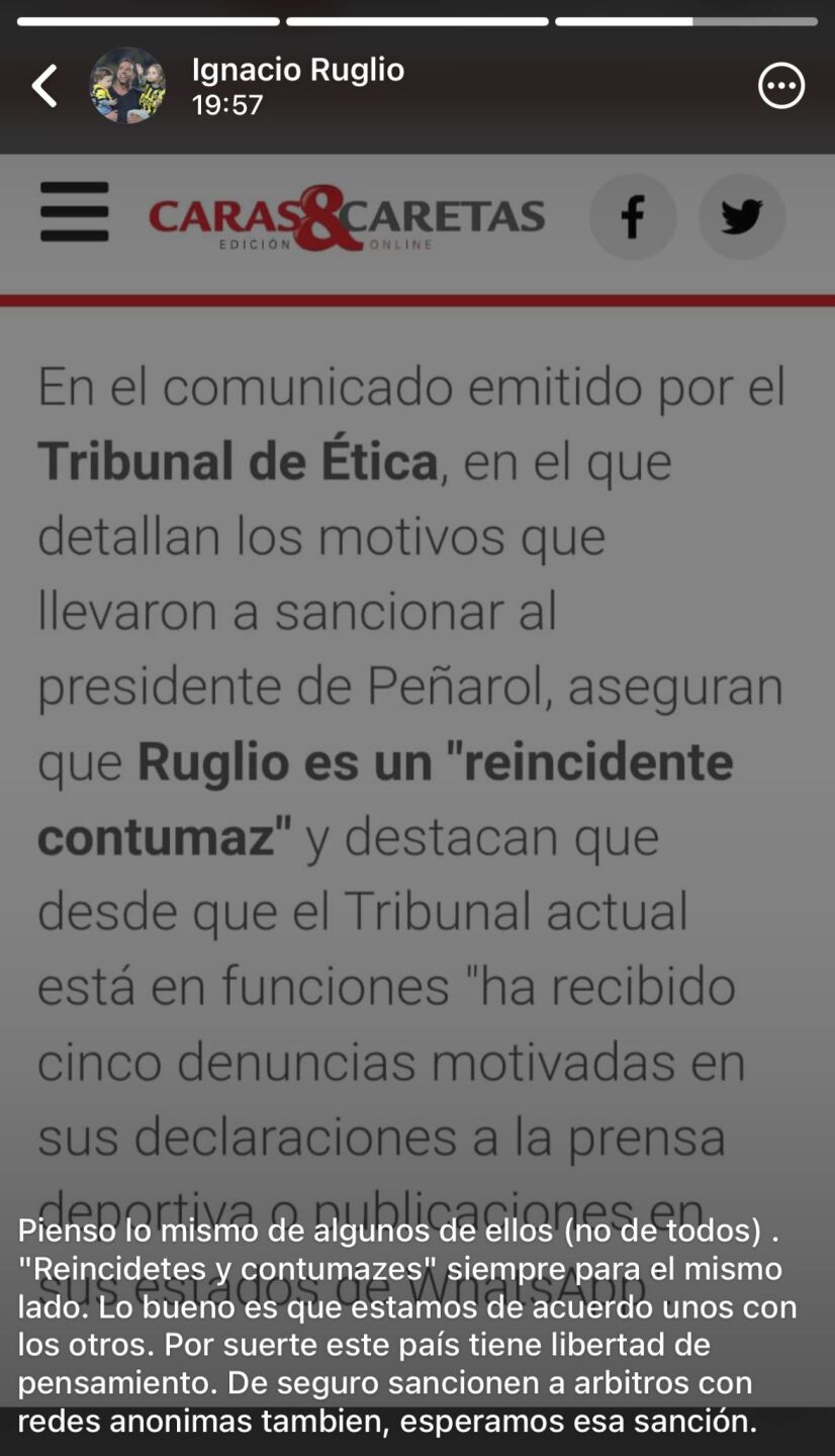 La respuesta de Ruglio al Tribunal de Ética.