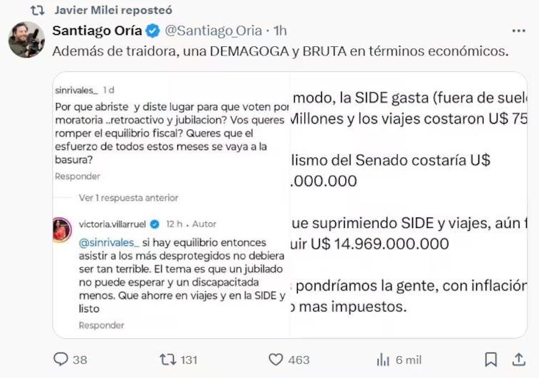 Retuit de Javier Milei.
