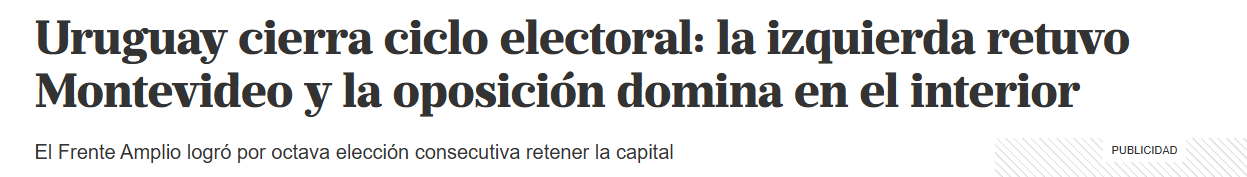 La Nación sobre las elecciones departamentales en Uruguay.