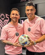 Lionel Messi y Luis Suárez tras el triunfo de Inter Miami.