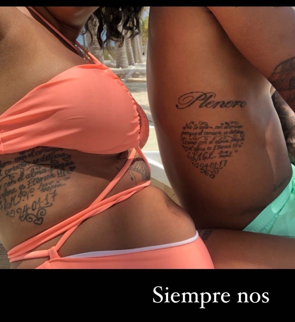 El tatuaje que Juan Izquierdo compartía con su pareja Selena.