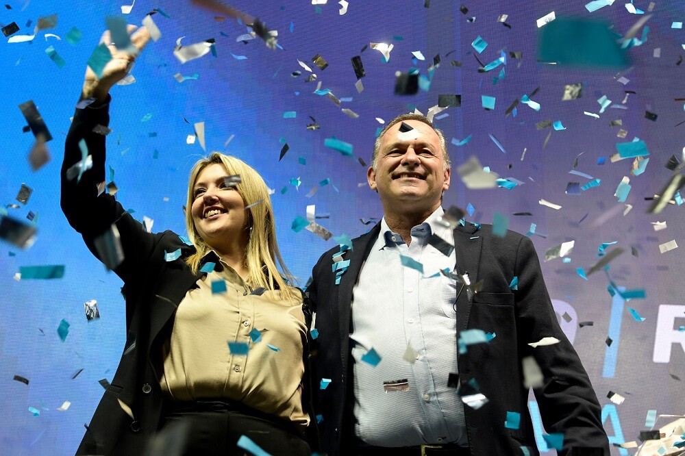 Valeria Ripoll y Álvaro Delgado en la Convención del Partido Nacional