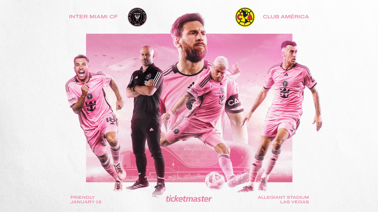 El banner del partido de pretemporada del Inter Miami.