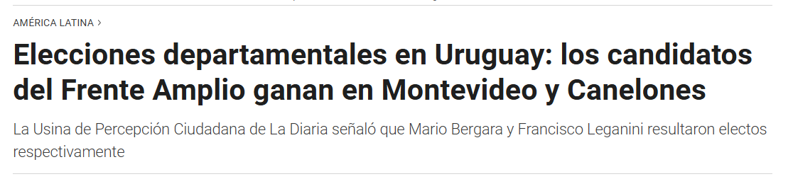Infobae sobre las elecciones departamentales en Uruguay.