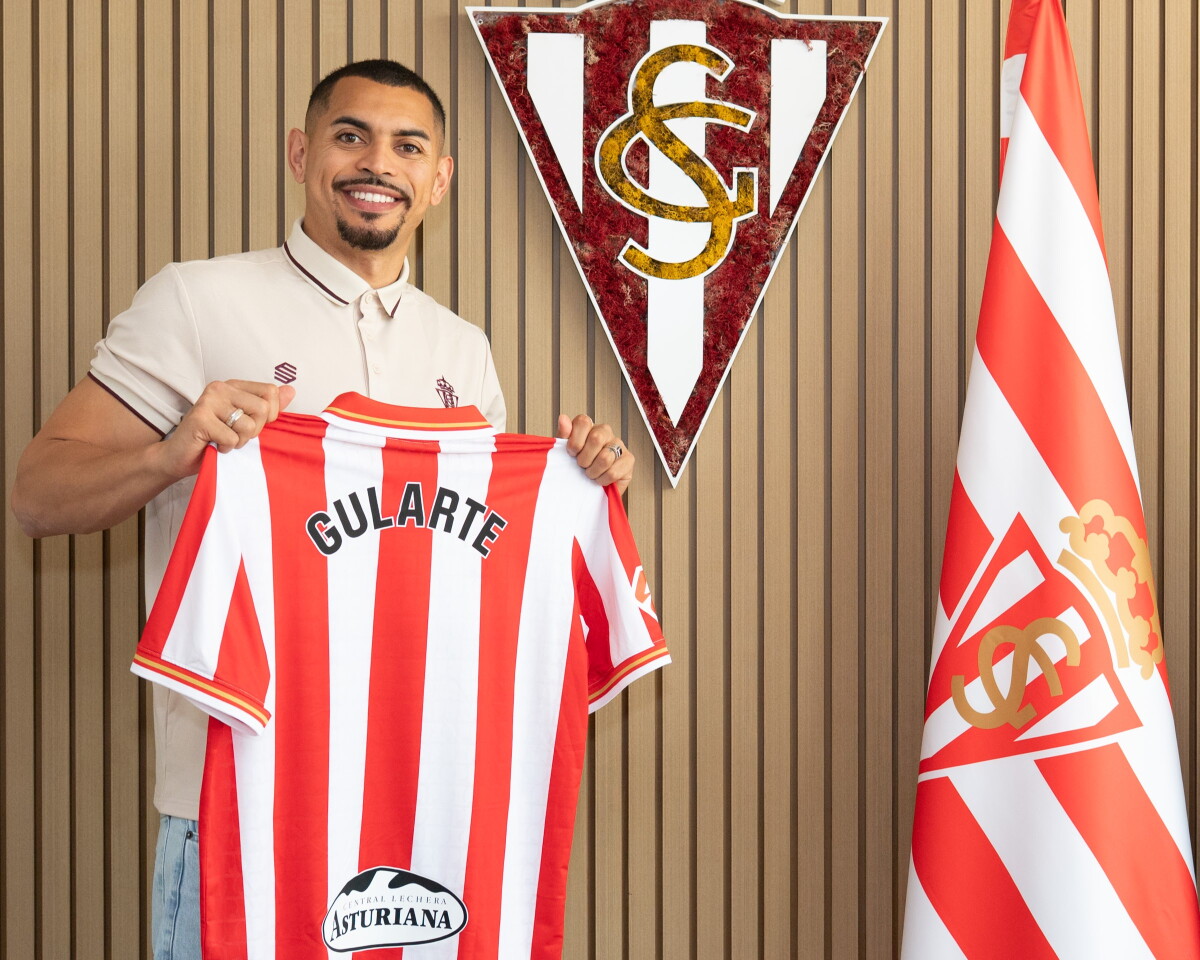 Emanuel Gularte presentado como nuevo jugador del Real Sporting de Gijón de España.