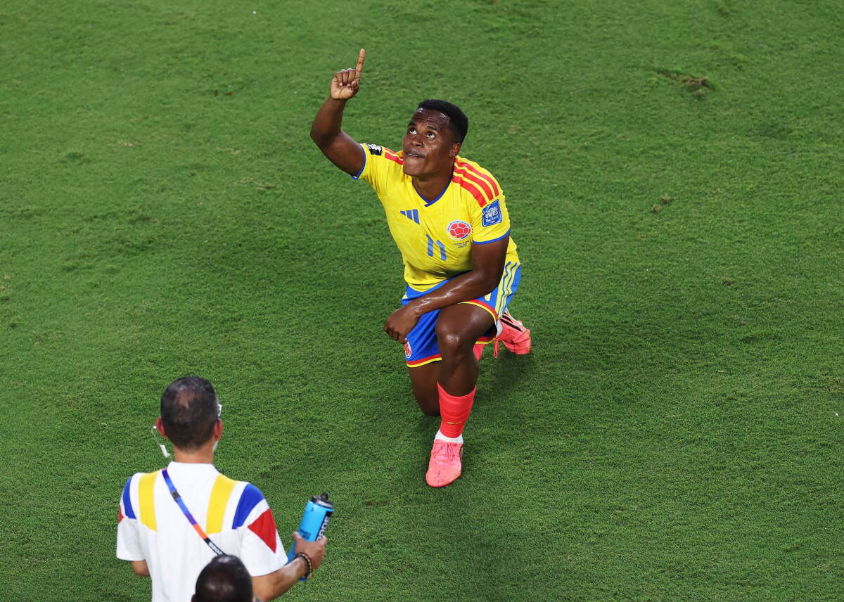 Jhon Arias festeja su gol ante Ghana por los dieciseisavos de final del Mundial 2026.