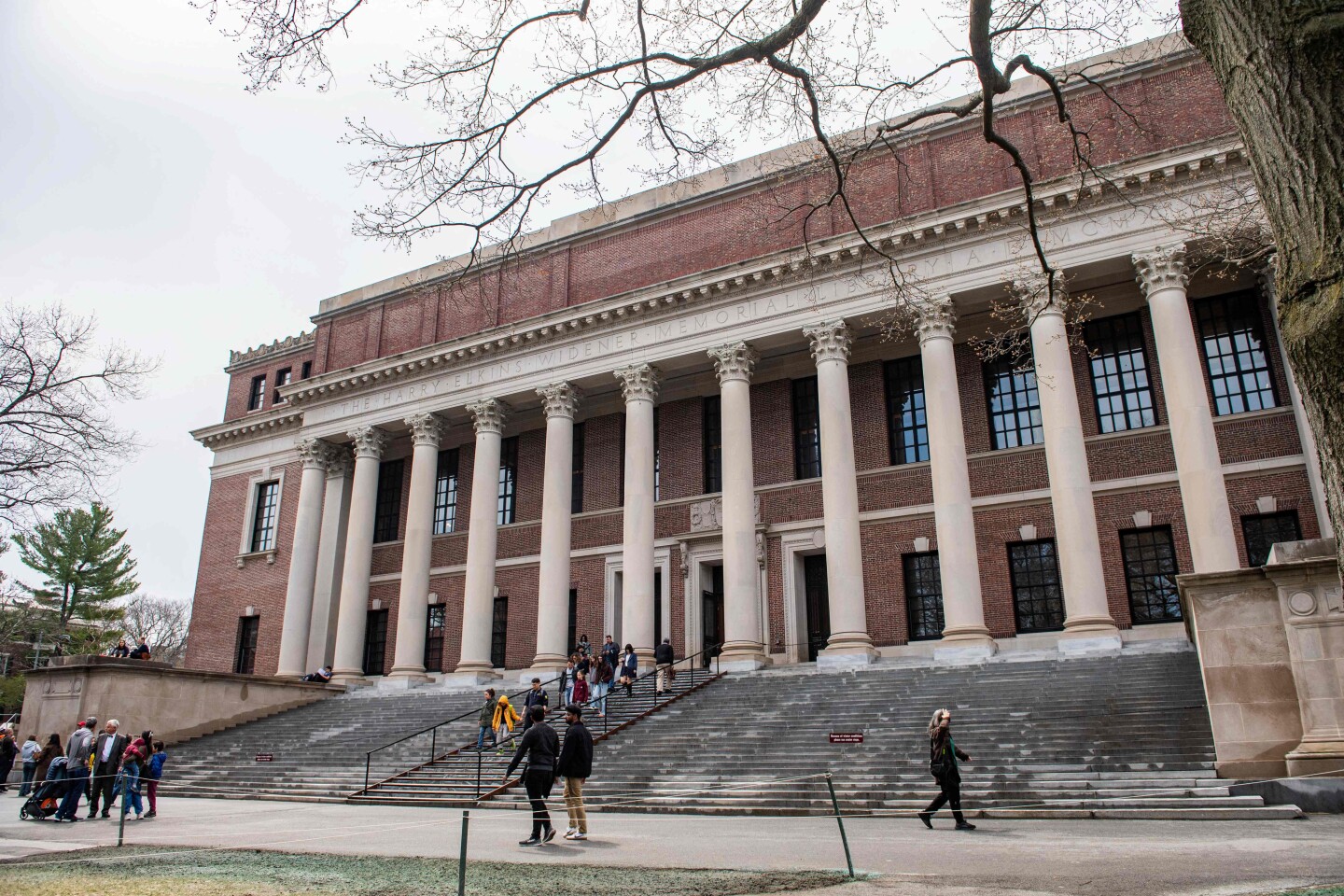 Biblioteca Conmemorativa Harry Elkins Widener en el campus de la Universidad de Harvard en Cambridge, Massachusetts.