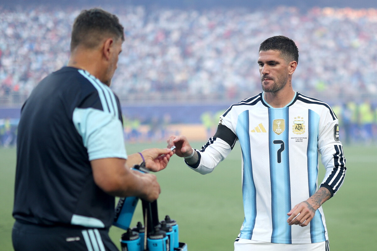 Rodrigo De Paul durante el partido entre Argentina y Suiza por los cuartos de final del Mundial 2026.