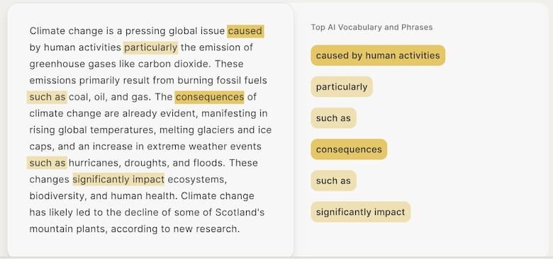 GPTZero es otra herramienta que permite identificar términos, párrafos y textos generados por IA