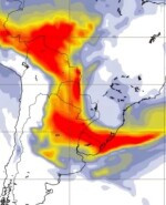 Corredor de humo surgido en los incendios del Amazonas.