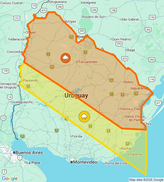 Alertas naranja y amarilla del 7 de mayo de 2026.