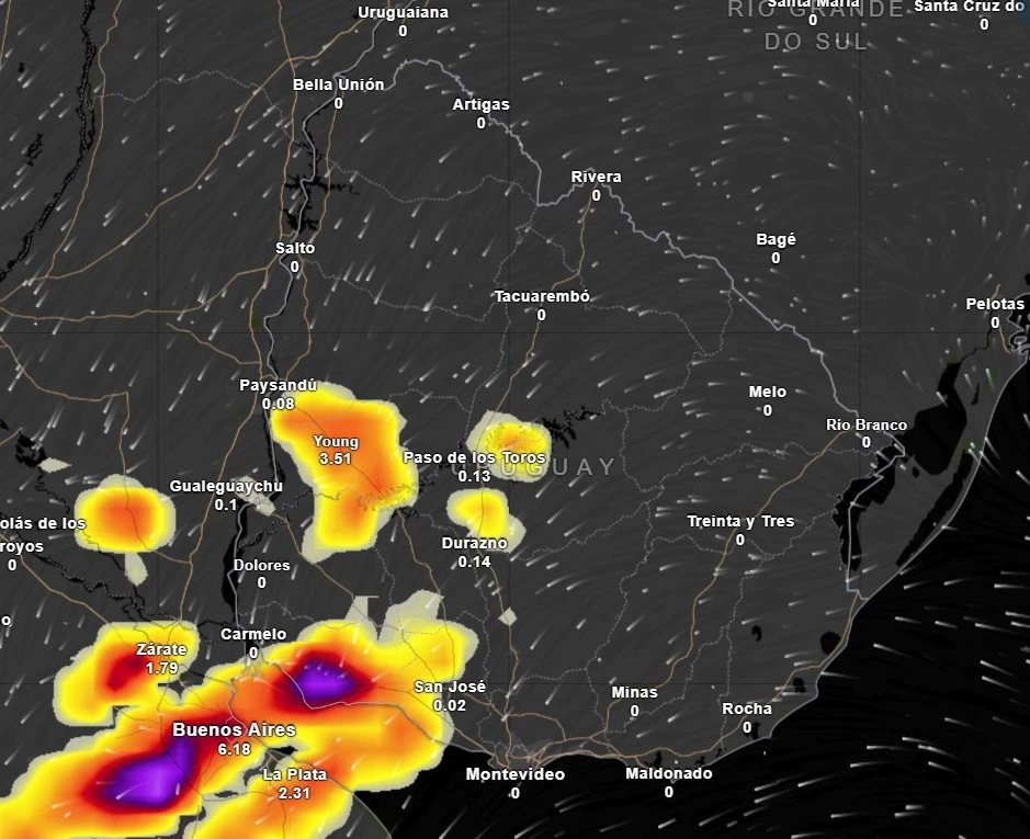 Sisetma de tormentas ingresa a Uruguay este domingo 29 de marzo de 2026
