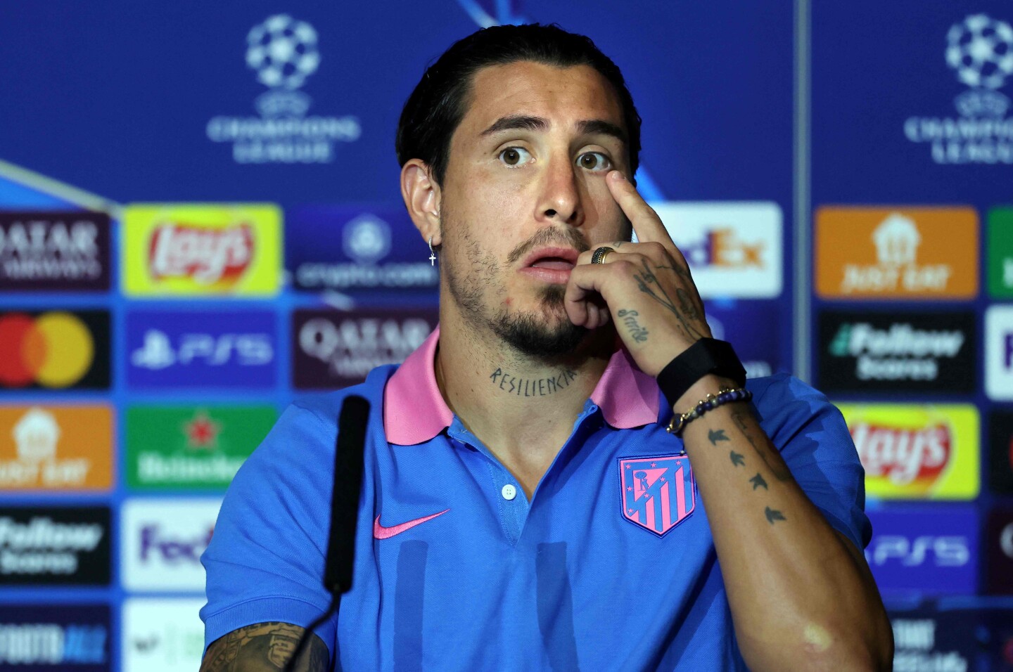 Josema Giménez en la conferencia de prensa en la previa del partido entre Atlético de Madrid y Leipzig.