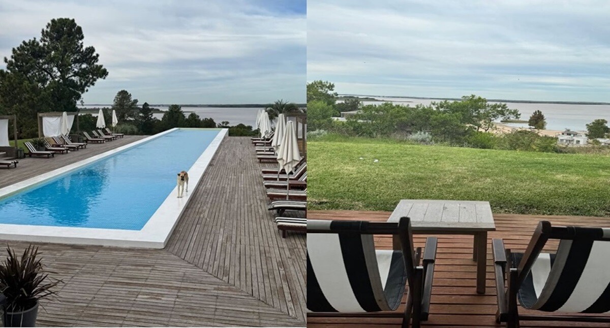 La piscina y el deck con una maravillosa vista en Carmelo, donde Buysan y Ferrand disfrutan su escapada romántica.