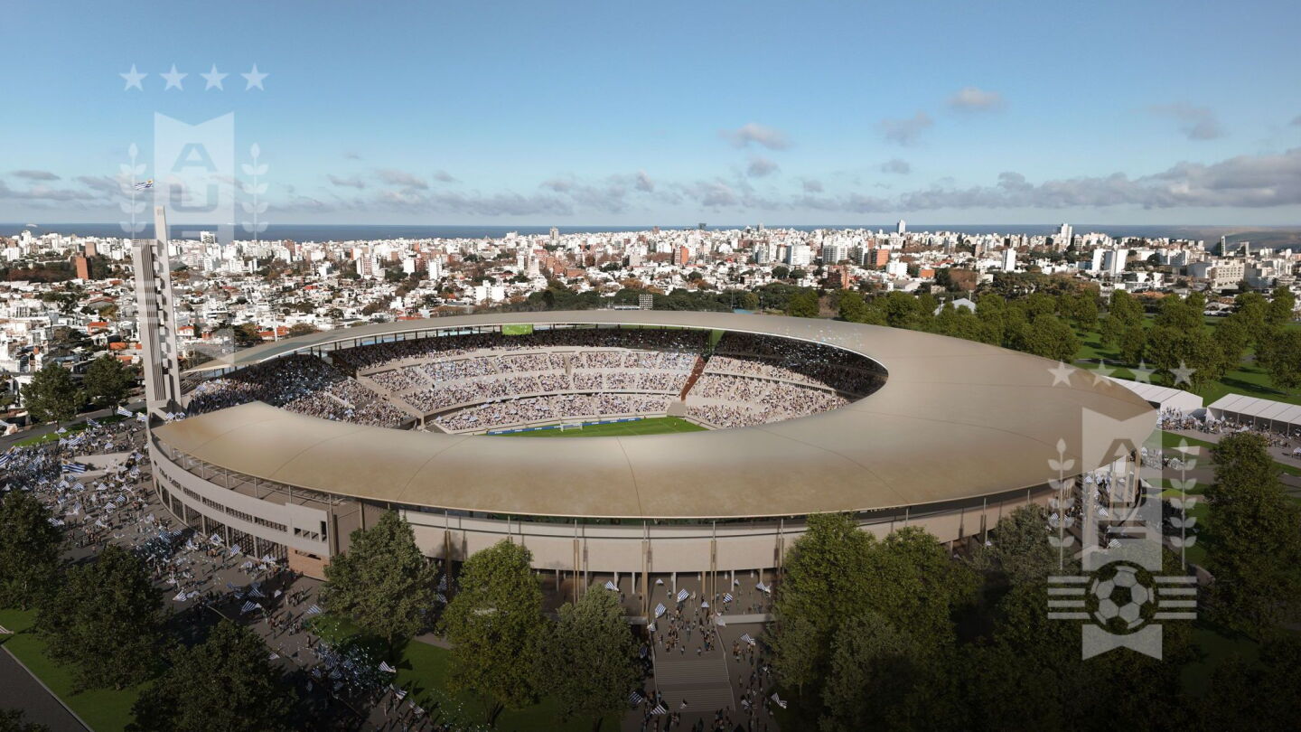 Así será la fachada del nuevo Estadio Centenario. Foto: AUF.