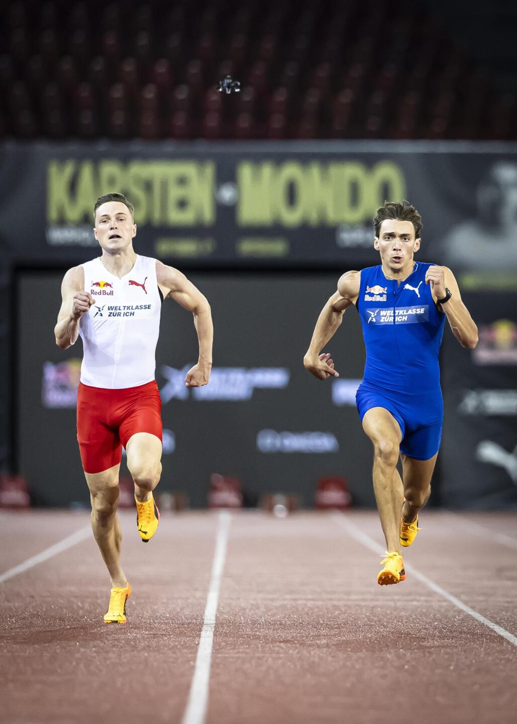 La carrera de 100 metros entre Mondo Duplantis y Karsten Warholm en Suiza.