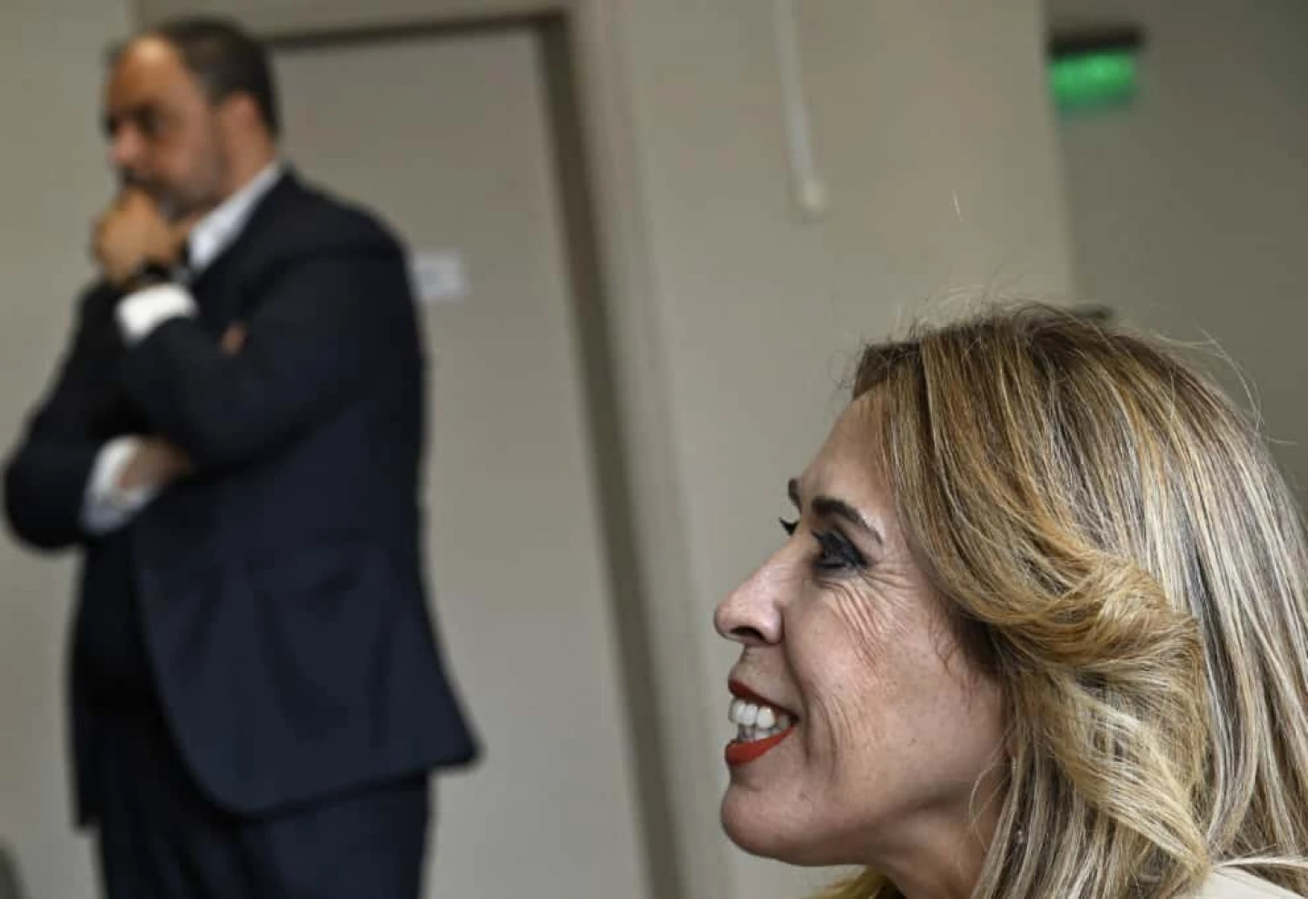 Fiscal Sandra Fleitas y el ex senador Charles Carrera.