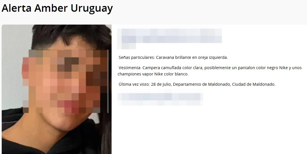 Primera Alerta Amber en Uruguay.