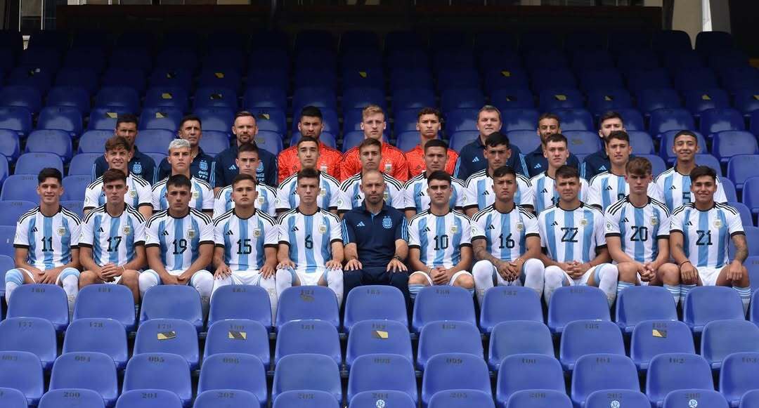 La selección Sub 20 de Argentina en el Sudamericano 2023.