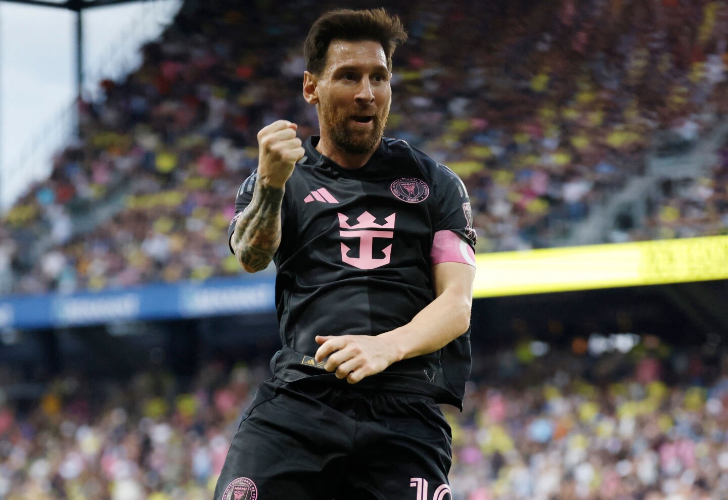Lionel Messi celebra con el Inter Miami.