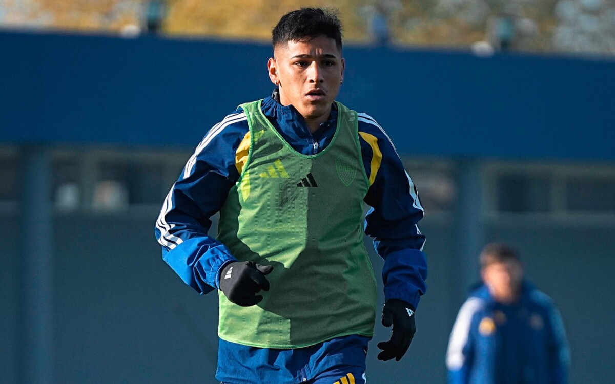 El uruguayo Leandro Lozano durante un entrenamiento de Boca Juniors.