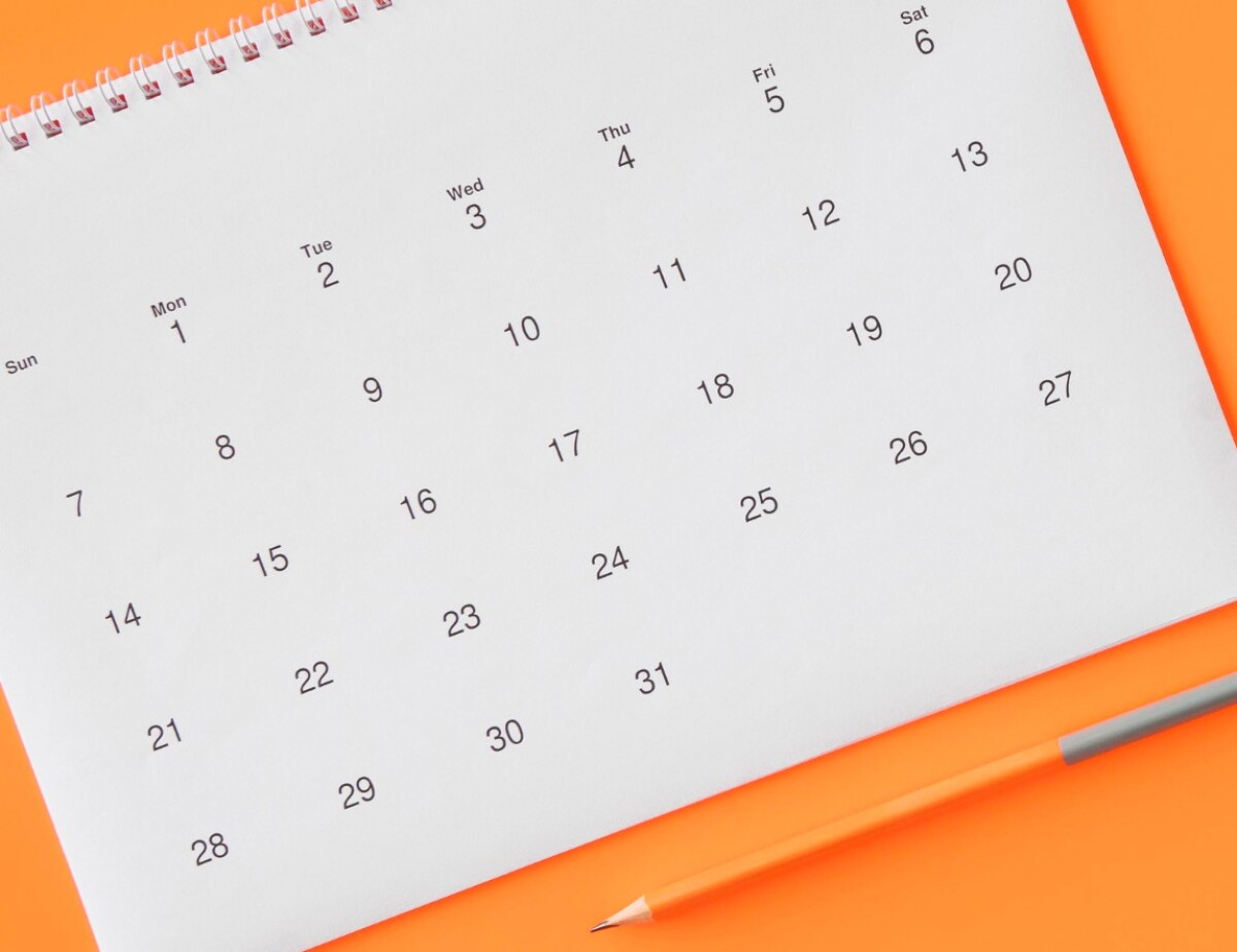 Calendario de un mes del año.