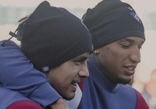 Alexis Castro y Juan Izquierdo en un entrenamiento de Nacional.