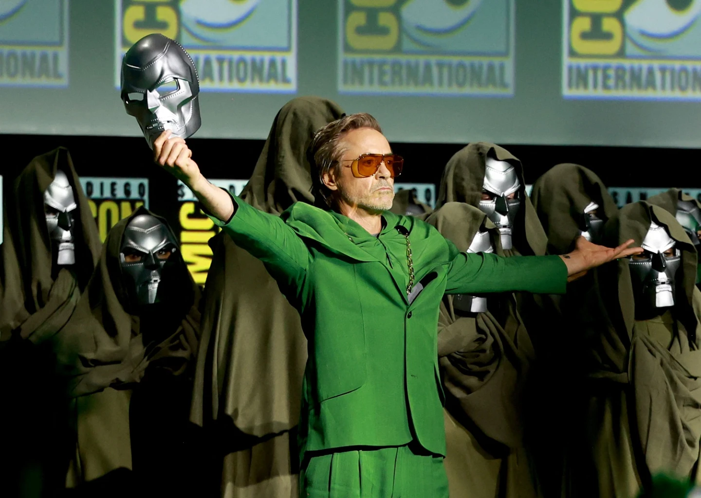 Robert Downey Jr. en el panel de Marvel en la San Diego Comic Con.