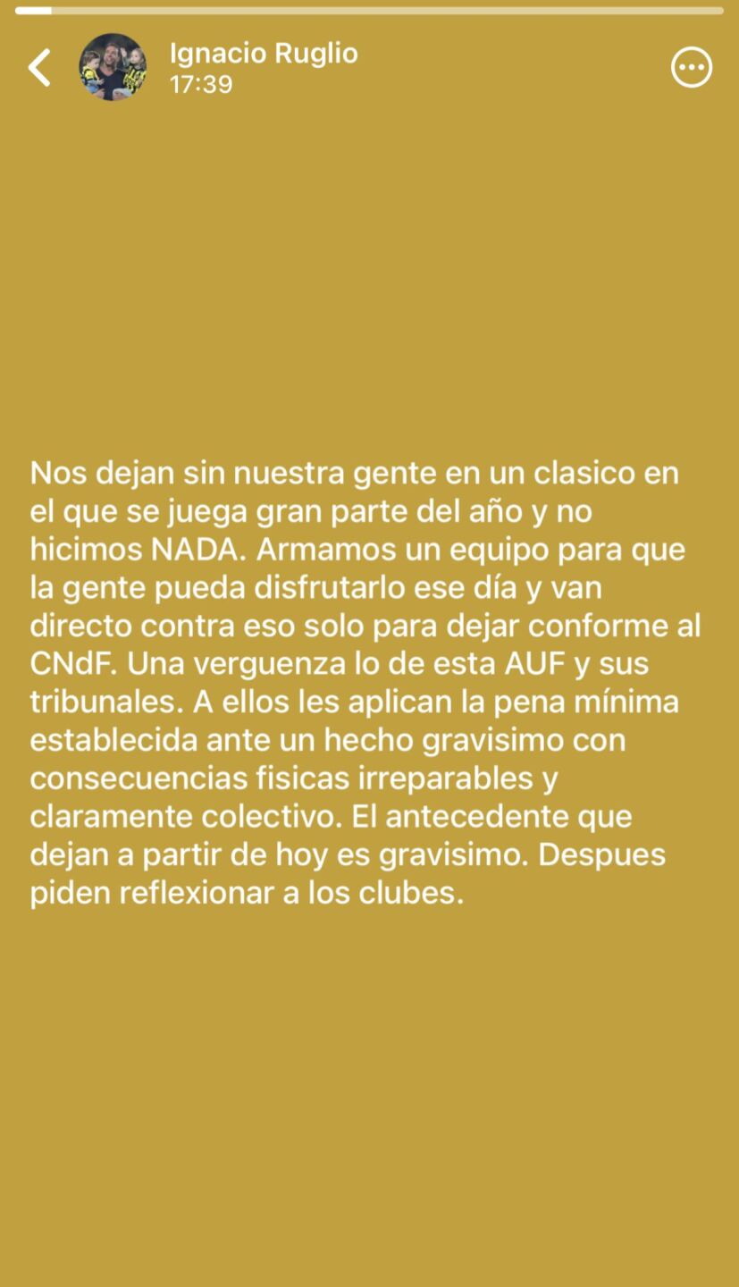 Estado de Whats App de Ignacio Ruglio.