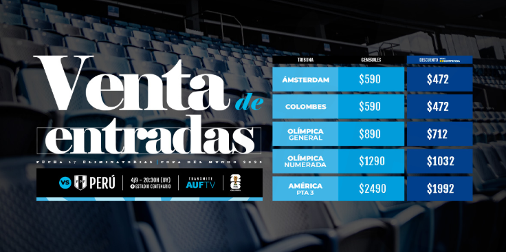Precio de las entradas de Uruguay vs. Perú.