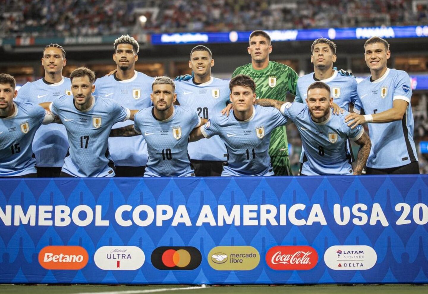 El once inicial de Uruguay en el debut de la Copa América ante Panamá.