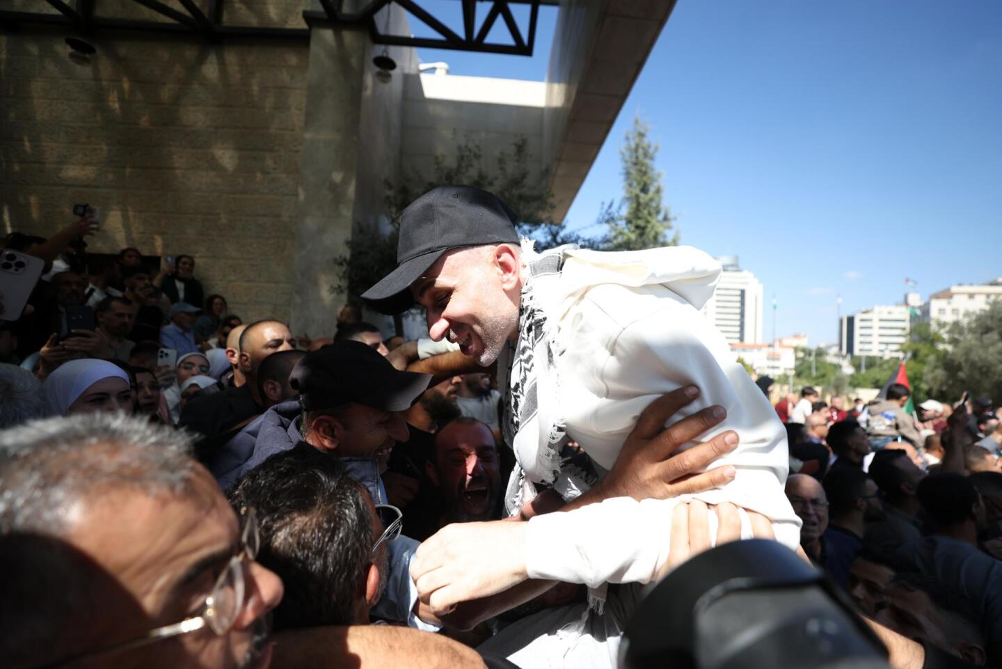Llegada de presos palestinos a Ramala