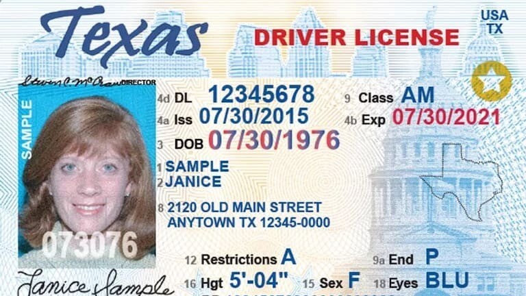 Real ID de Texas.
